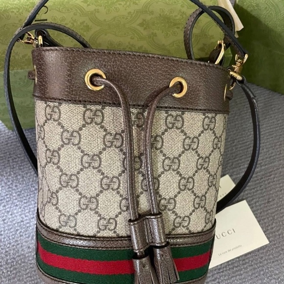 Gucci Brown and Green Bucket Bag Mini - Picture 3 of 11